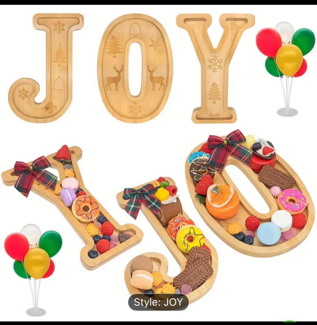 🔥🔥 Brand New Bamboo Letter Serving Trays — JOY / BOO Only $15 🎉 🔥🔥