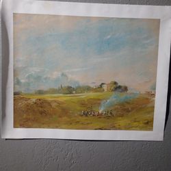 John Constable Prints-Hampstead Heath with a Bonfire Landscape Canvas Poster