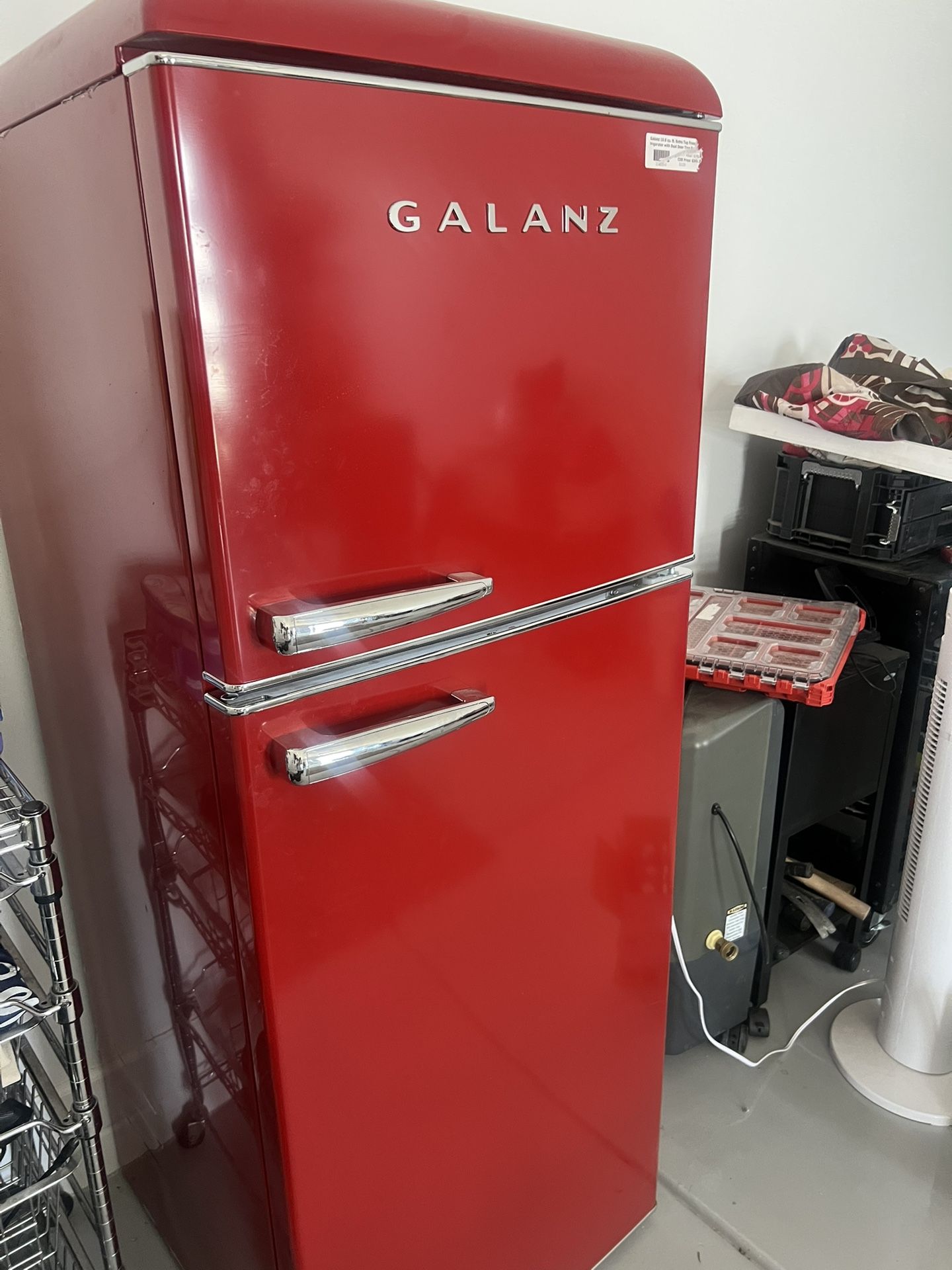 Refrigerator 23 1/2 x 62 tall Galanz 24 in. 10 cu. ft. Retro Top Freezer Refrigerator, Hot Rod Red, Frost Free, Energy Star