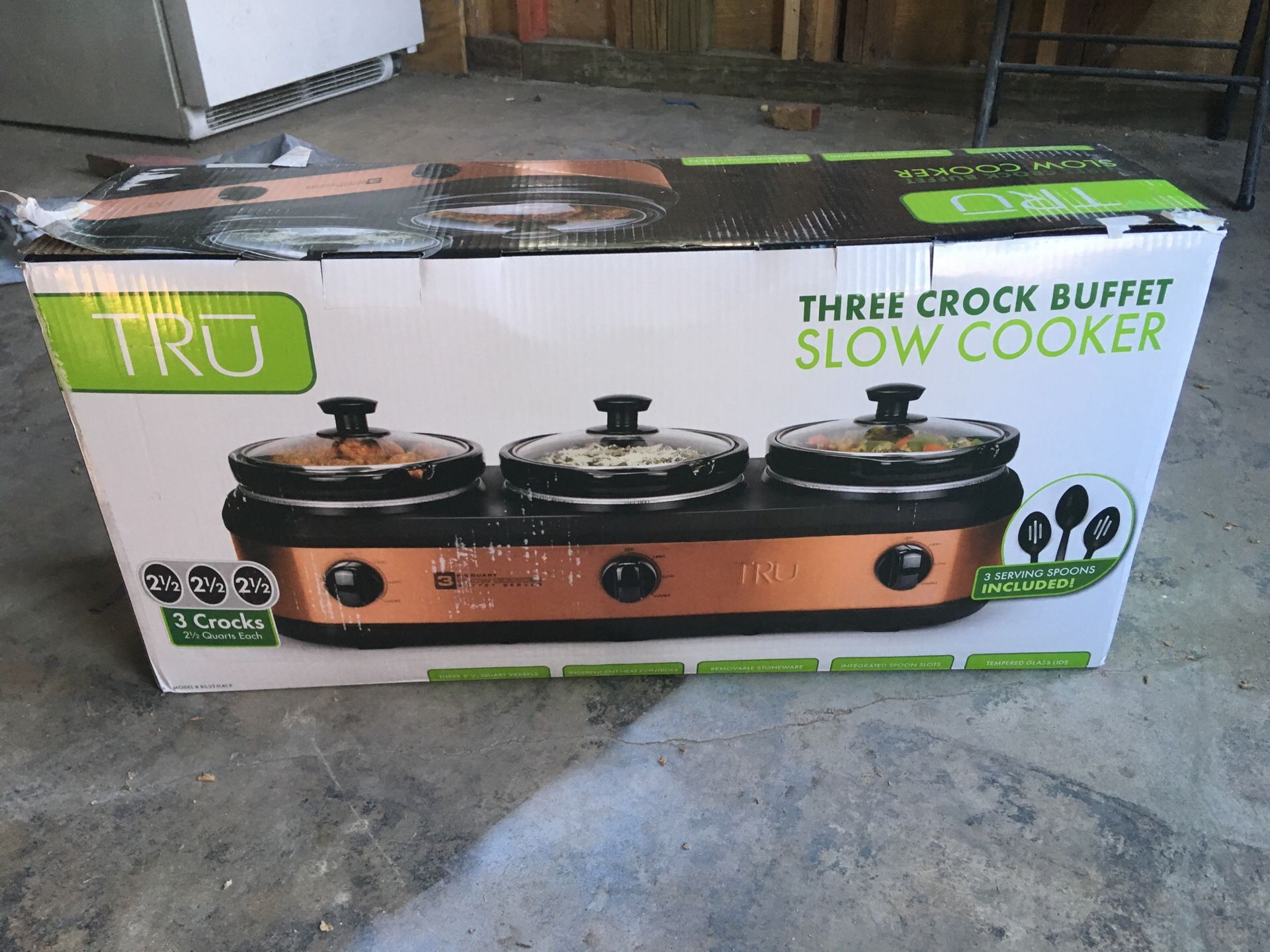 Tru 3 Crock Buffet Slow Cooker