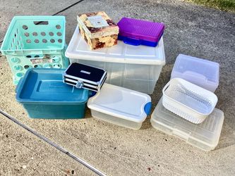 10 NEW & PREOWNED Storage Containers Rubbermaid, Sterlite, Vaultz w/ Keys Organizational Crates etc.