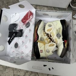 size 9.5 Off-white 5’s Sail