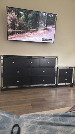 Black dresser, and nightstand