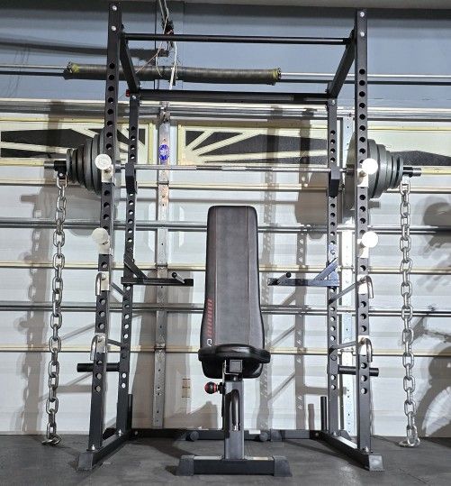 《 FREE DELIVERY 》SQUAT RACK + ADJUSTABLE BENCH + OLYMPIC WEIGHT PLATES + OLYMPIC BARBELL + WEIGHT TREE