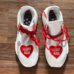 Adidas Pharrell Williams Human Made Hu NMD Shoes Mens Size 10 White Red EF7223