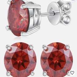 Red  Moissanite Stud Earrings 1-4ct S925 Sterling Silver Earrings Moissanite Earrings