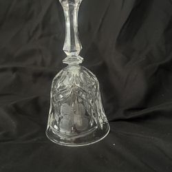 Vintage Floral Pattern Clear Glass Crystal 6" Tall Service Call Bell 