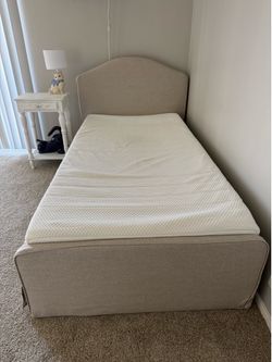 Lightly used twin bed frame/cloth cover/mattress