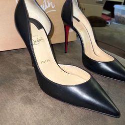 Christian Louboutin Iriza 100 Napa Shiny In Black Heels