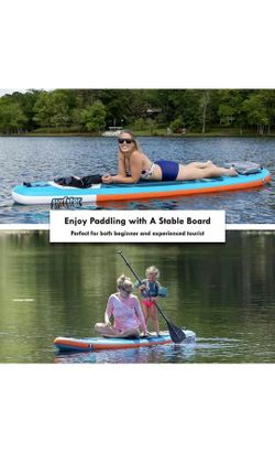 Inflatable Paddle Board SUP: Stand Up Paddle Boards for Adults Premium Blow Up Paddleboard with SUP Accessories Backpack Bottom Fin for Paddling Surf