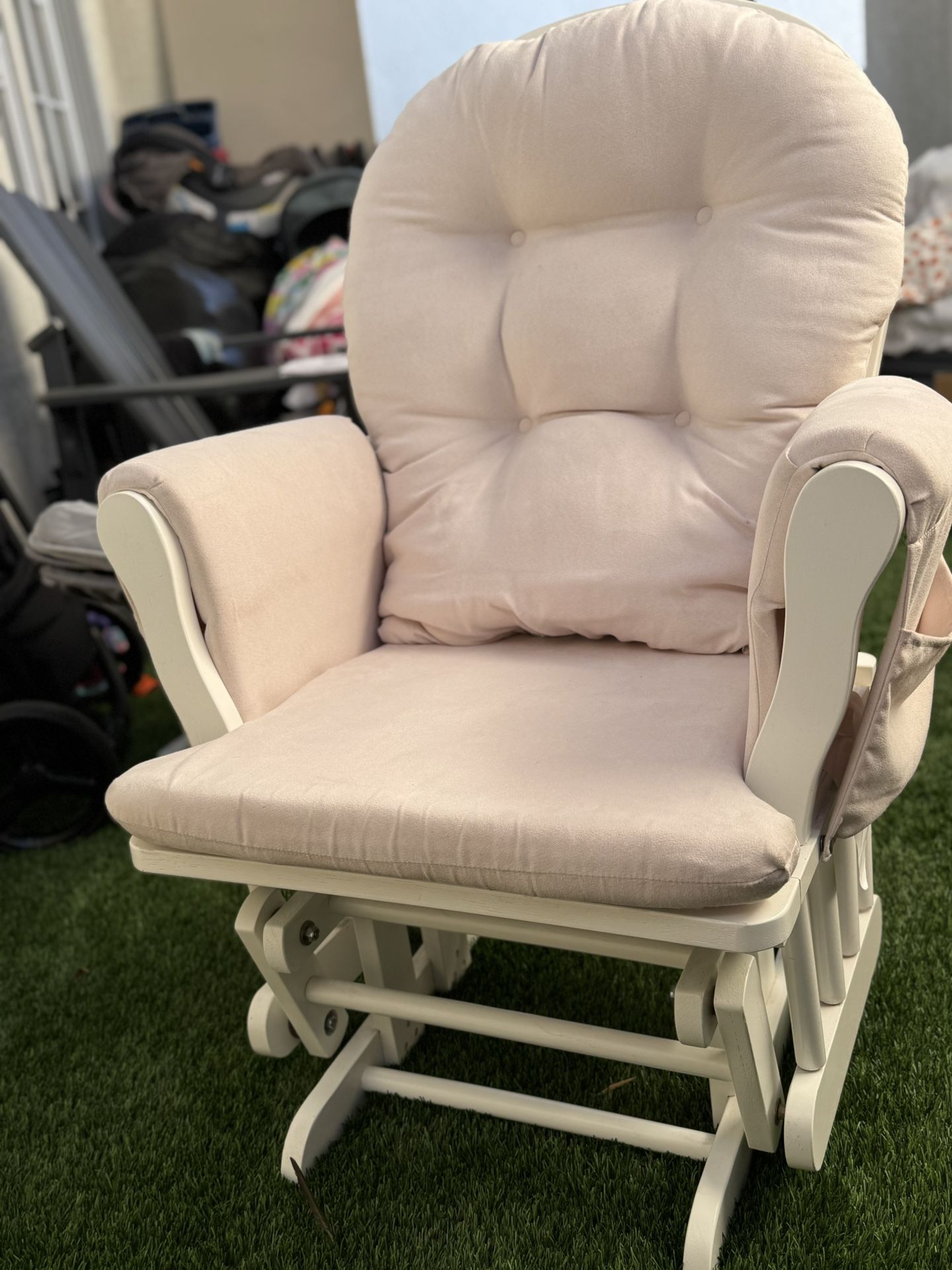 Pink And White Chair Glider