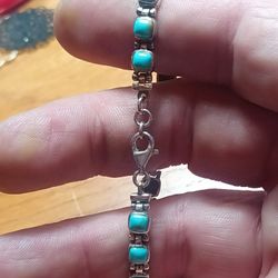 Sterling Silver Bracelet With Sleeping Beauty Turquoise