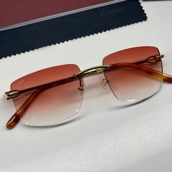 Gold Cartier C Decor Sunglasses Buffalo Horn Glasses