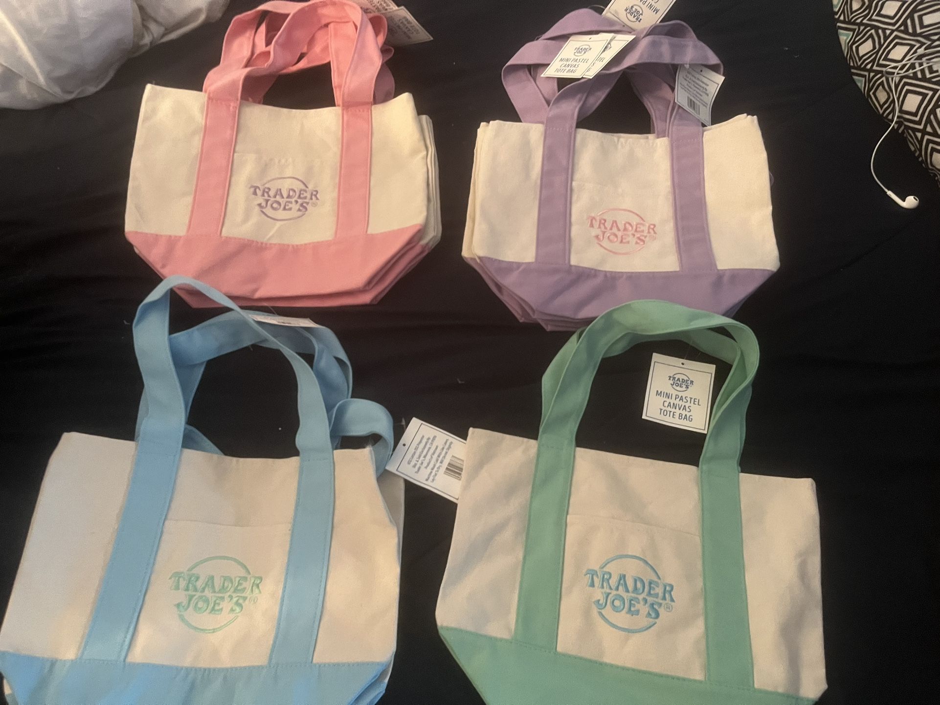 Trader Joes Limited Edition Pastel Color Mini Tote Bags