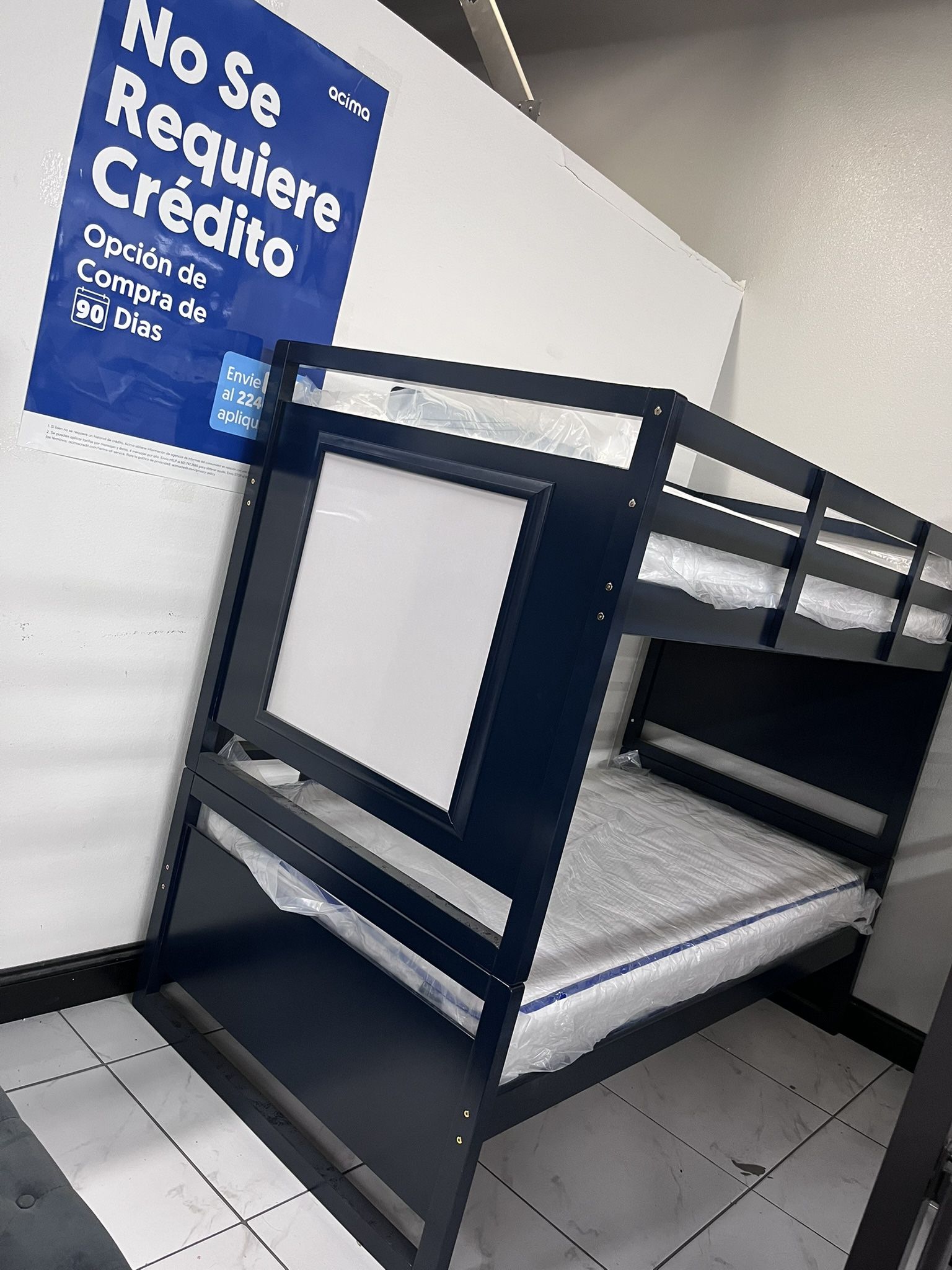 Twin/Twin Bunk Bed With Mattress đź’™ Dark Blue Color