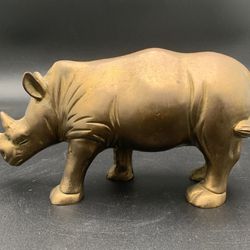 Vintage Brass Rhino Figurine