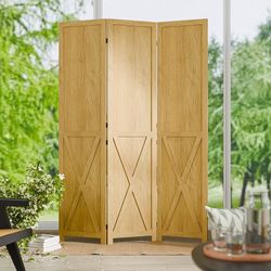 Wood Room Divider, 3 Panel 66.9 Inch Privacy Screen, Folding Wall Divider, Barnwood Room Separator, Freestanding Partition, Temporary Wall for Decorat