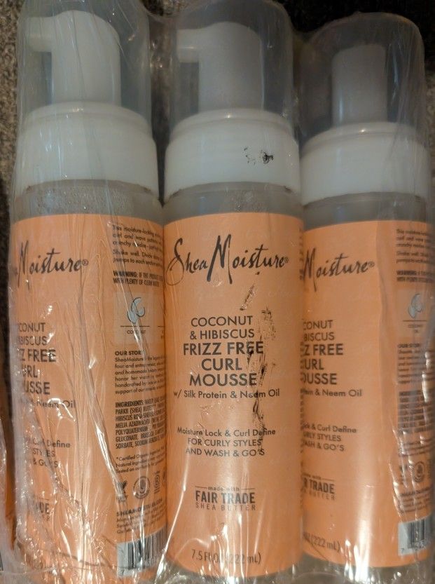 Shea Moisture Curl Mousse Frizz Free Coconut & Hibiscus 7.5 oz each 3pk $24.97