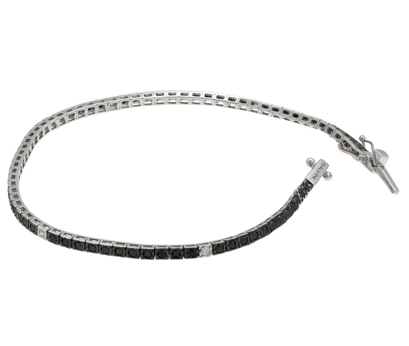 Ladies White Gold Tennis Bracelet With Diamonds And Black Diamonds