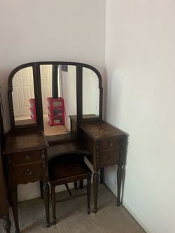 Full size bed frame &  vanity