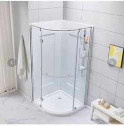 Glacier Bay Glamour 36" x 36" Corner Drain Corner Shower Base in White