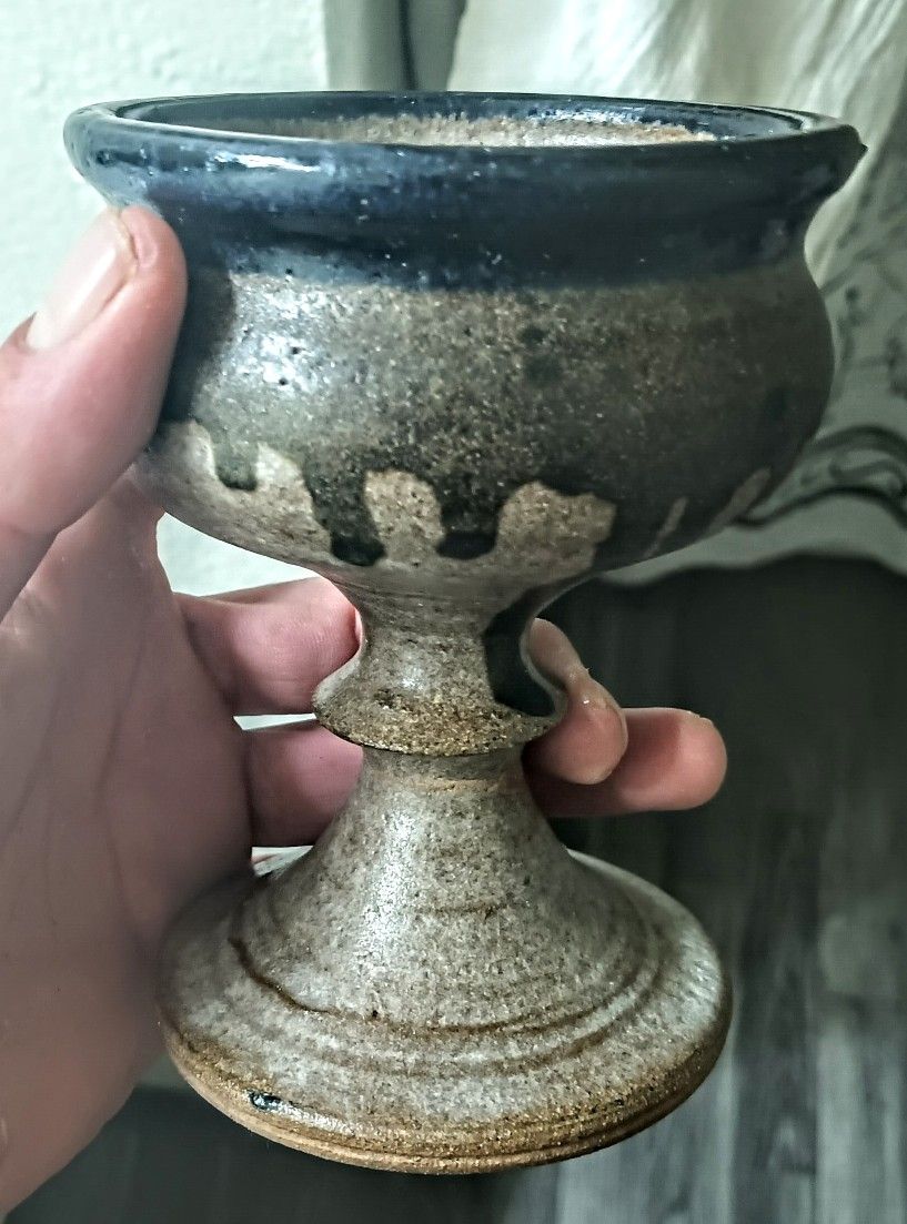 Beautiful Stoneware Hoker Pottery Wine Goblet