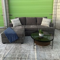 *Free Delivery* Gray Living Spaces Reversible Chaise Sectional Couch Sofa 