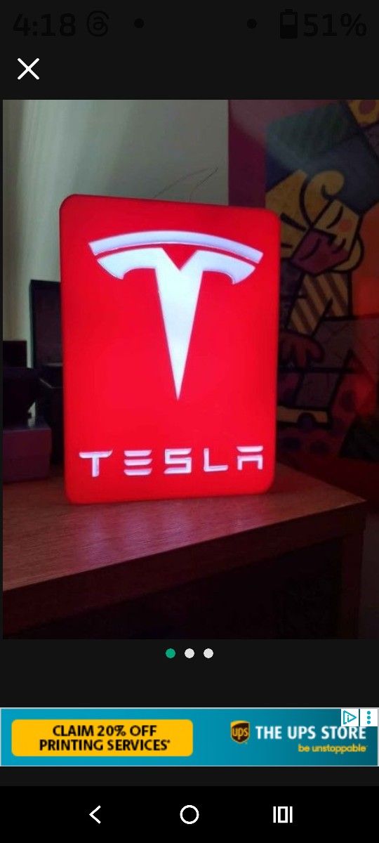 Tesla LED Lightbox- Decor for Tesla
