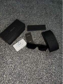 PRADA Milano Women's Rectangle Sunglasses Black Frame/Black Tinted Plastic