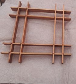 Vintage Wood Grid Wall Shelf