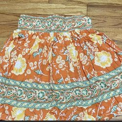 Orange and Green Floral Skirt