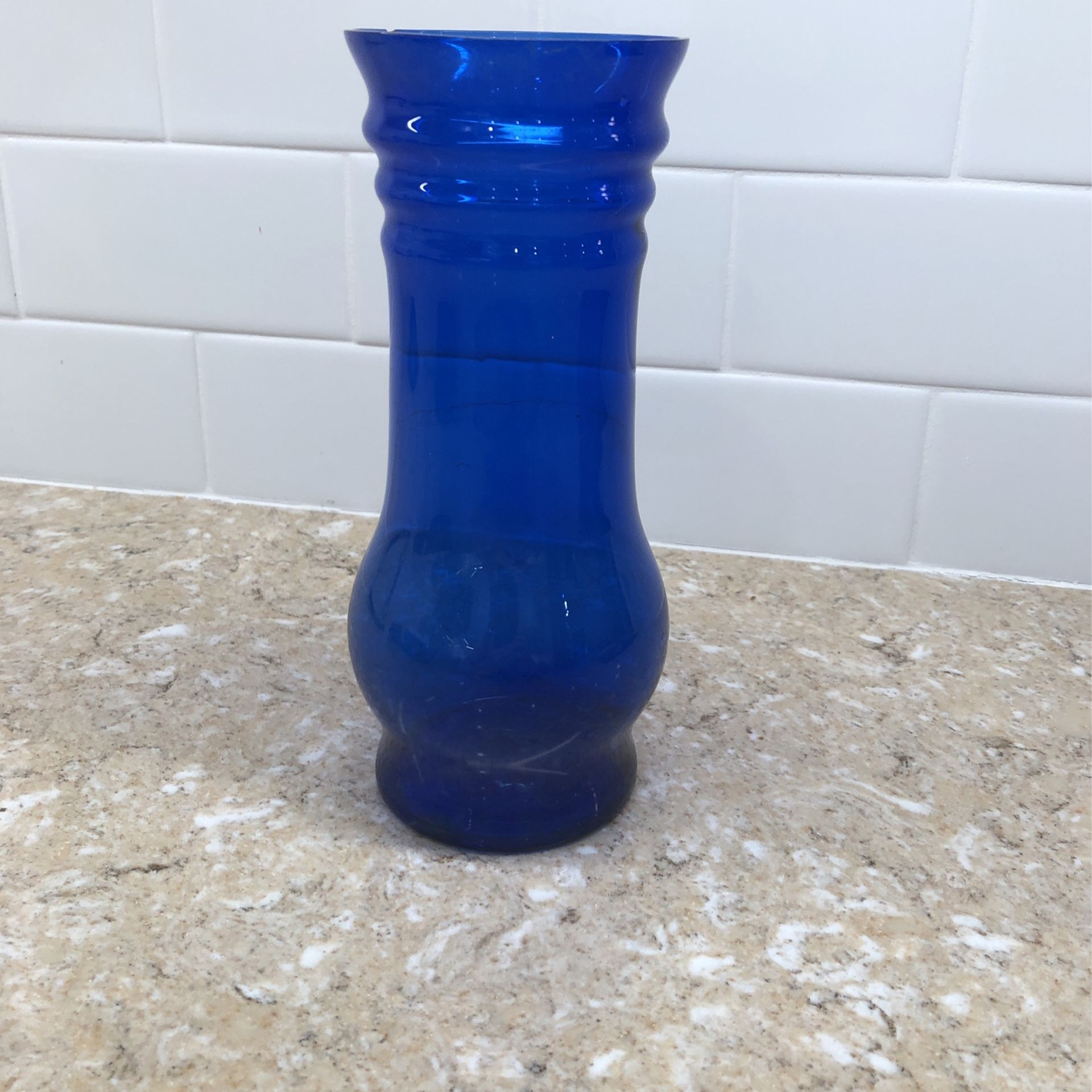 Cobalt Blue Depression Glass Vase