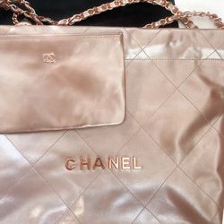 Authentic Chanel 22 Bag In Champagne Gold