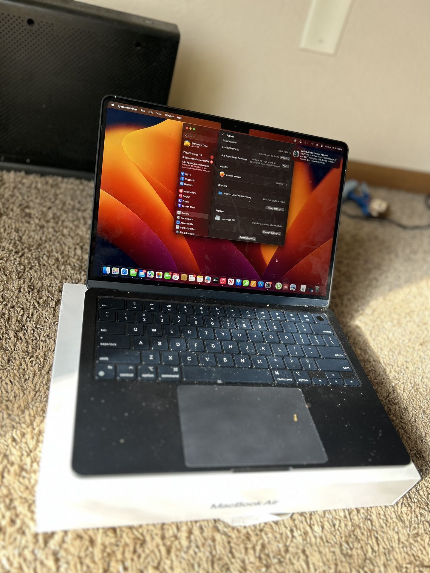 2022 MacBook Air M2 16gb WITH 512gb