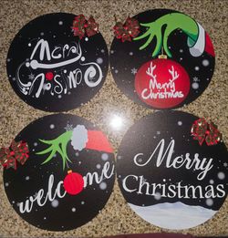 CHRISTMAS WOODEN PLAQUE 4PACK