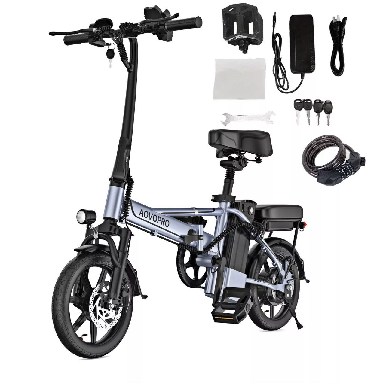 AOVOPRO EB60 Adult Ebike 500W Foldable 48V 10.5AH Electric Bicycle 22MPH 28Miles