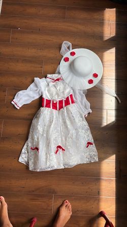 Mary Poppins Girls Costume Dress with Hat