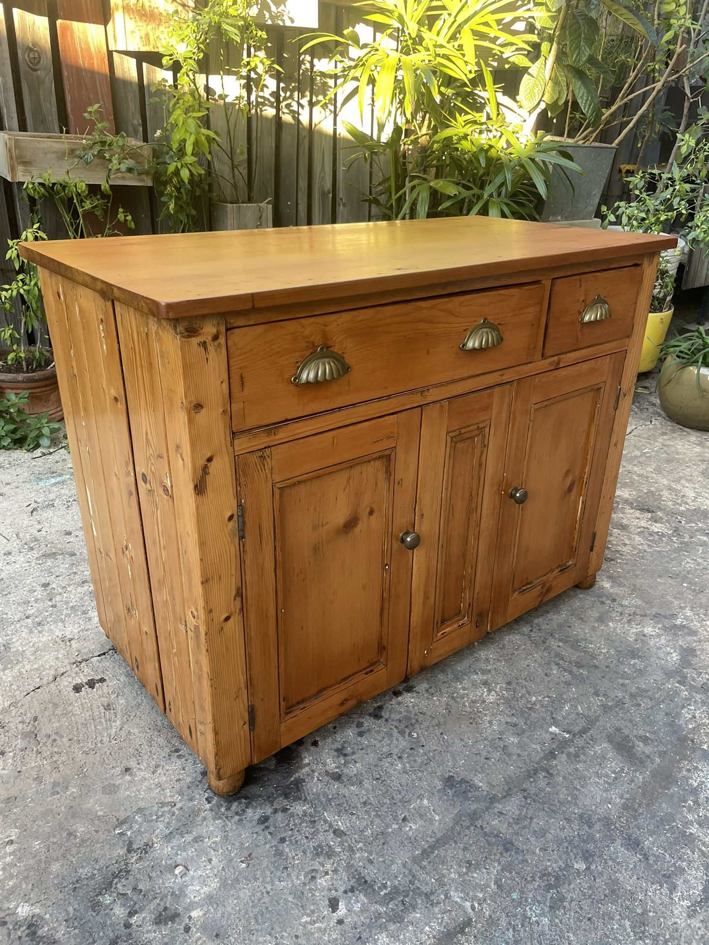 Vintage Antique Victorian Rustic Solid Pine Cabinet / Buffet