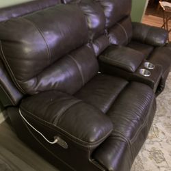 Leather Double Recliner Sofa