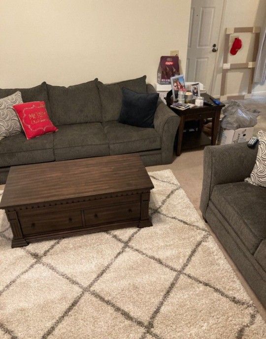 Couch, Love Seat, And Ottoman Set Like New