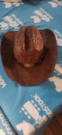 Mens adjustable rodeo cowboy western hat suede polyester