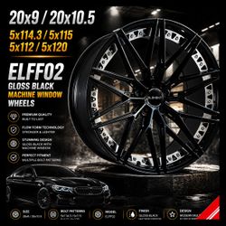 🔥 20X9 / 20X10.5 ELFF02 Gloss Black Machine Window Wheels 🔥