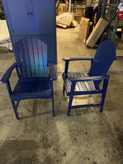 Set of 2 New Outdoor Patio Acacia Wood Adirondack Dining Chairs