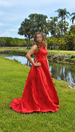 Red Satin Halter Neck Formal Gown