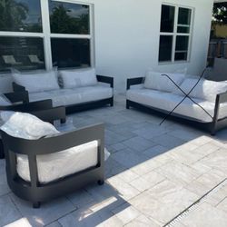 Rh Inspired Patio Set 2 Chairs And 1 Sofa PRICE FIRM Abbyson Brand ( Cushions Still Sealed ) Brand New ( Won’t Respond To Lower Offers) 