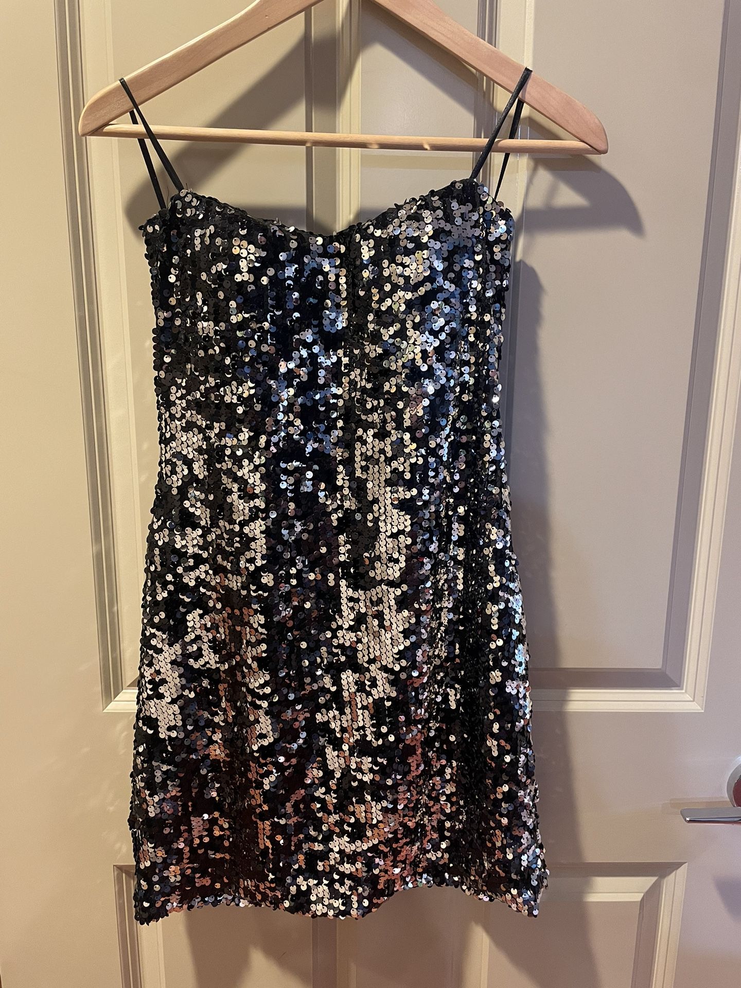 Black And Silver Sequined Dress