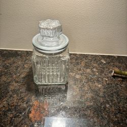 Vtg EKoeze's Clear Glass Apothecary Jar Canister Candy Cookie Jar 