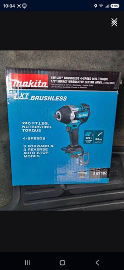 Makita XWT18Z 18V LXT Brushless Cordless 4-Speed Mid-Torque 1/2" Impact Wrench.
