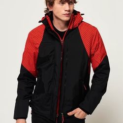 Superdry Wind Cheater Black Red Zipped Hooded Jacket 