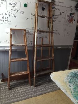 2 WOODEN A FRAME LADDERS